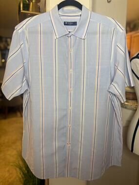 Daniel Cremieux Classics Button Blue Striped Shirt Mens Sz XL